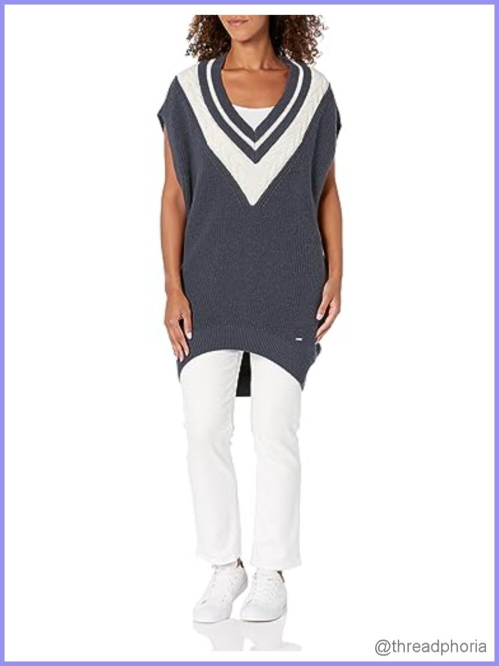 Women's Wool Blend Deep V Oversized Sleeveless Sweater Vest